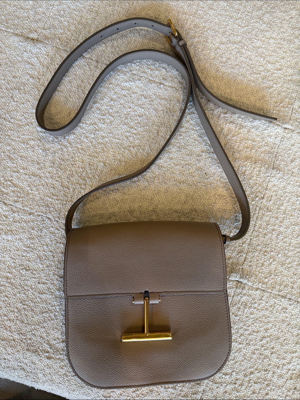 Tom Ford Leather Crossbody Bag with Gold Tone Hardware